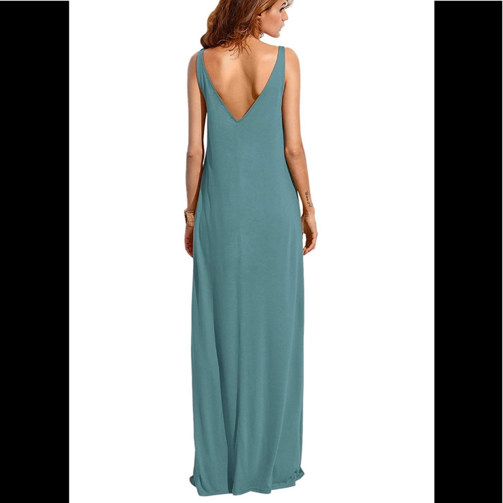 🆕 Deep V Neck Summer Beach Maxi Long Dress - Picture 2 of 2